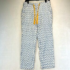 J CREW NWT Striped White Blue Cotton Zip Up Drawstring Pants Size 4